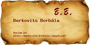 Berkovits Borbála névjegykártya
