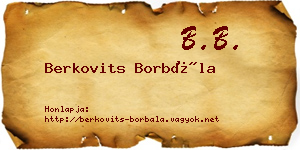 Berkovits Borbála névjegykártya